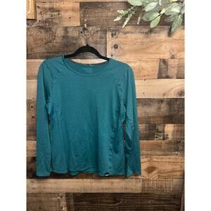 Patagonia Women's Merino wool Baselayer Long Sleeve Crew Neck Top, Teal, size L